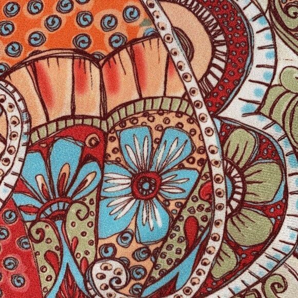 6 Degrees Halter Maxi Dress Psychedelic 60s Bohemian Print Orange Multicolor Med - Picture 3 of 9
